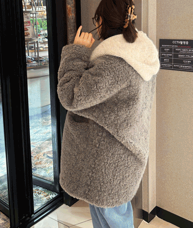 Eva gray sheep fur high neck half coat  (��������Ƽ)����/�ֹ����ƿ�/66~88 ����
